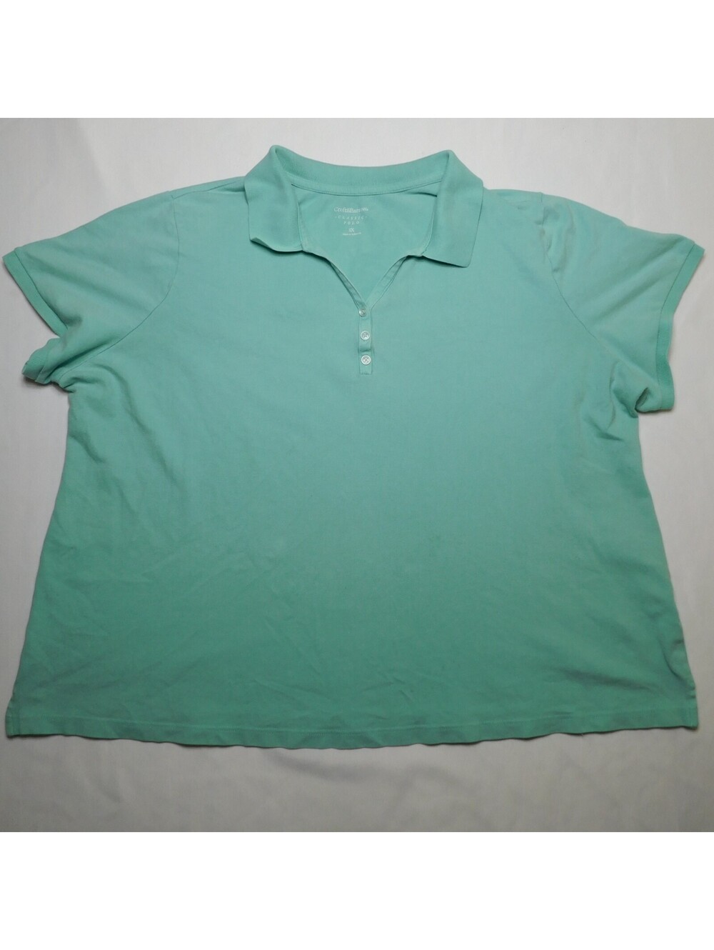Croft & Barrow Women's Classic Polo Shirt Size 3X Mint Green Short Sleeve Casual